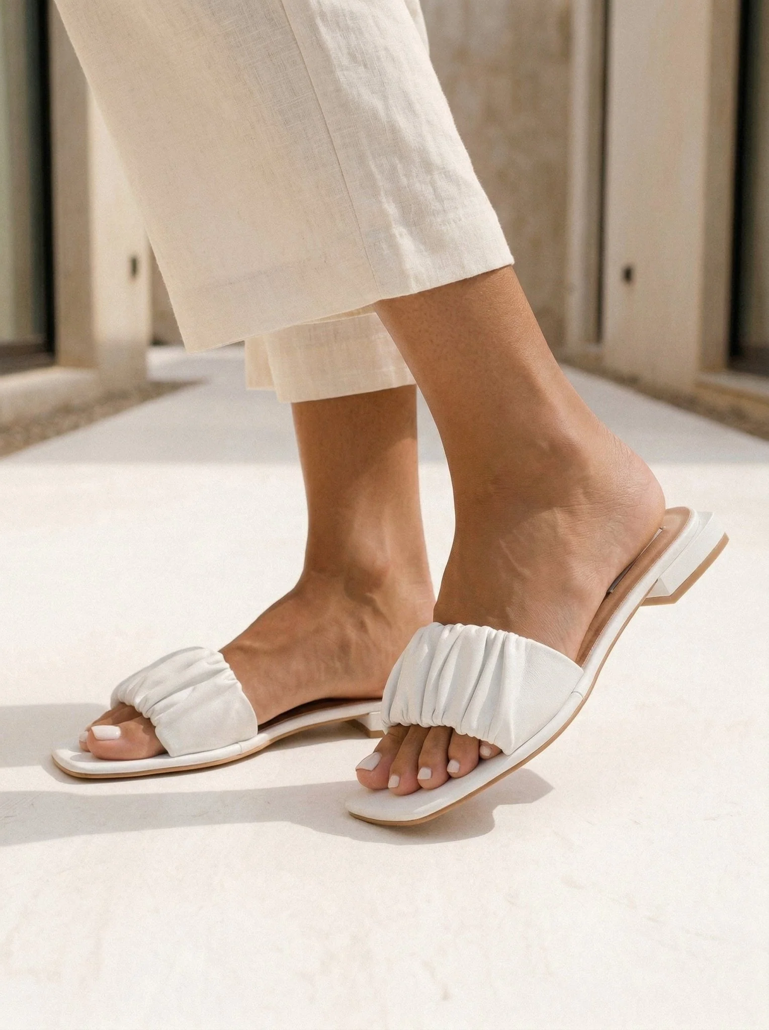 Loretta White Sandals - Image 4